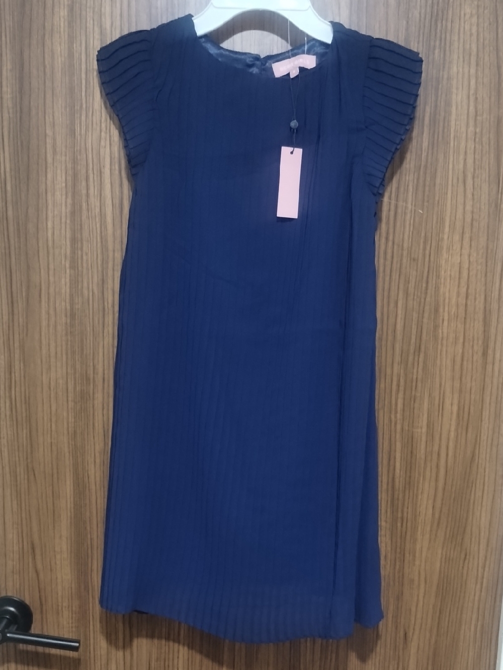 BCBGirls Navy Blue Pleated Cap Sleeve Girls Dress
